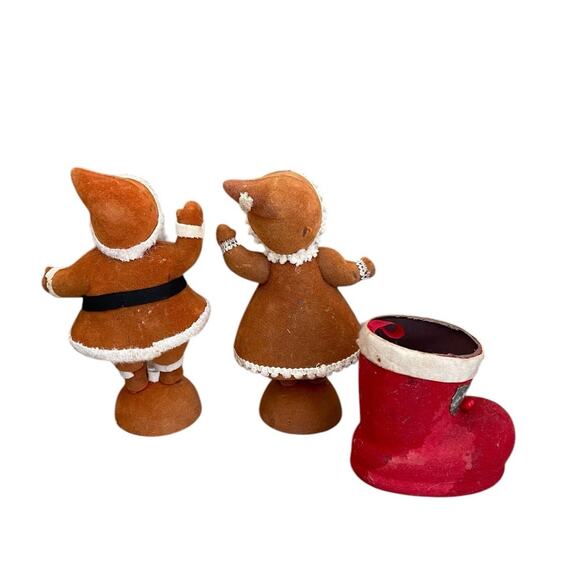Vintage Flocked Christmas Santa Mrs. Claus Boot Planter Mid Century Modern LOT 3 - Picture 6 of 12